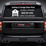 Custom rear glass decal on vehicle window by StickerTitans.com