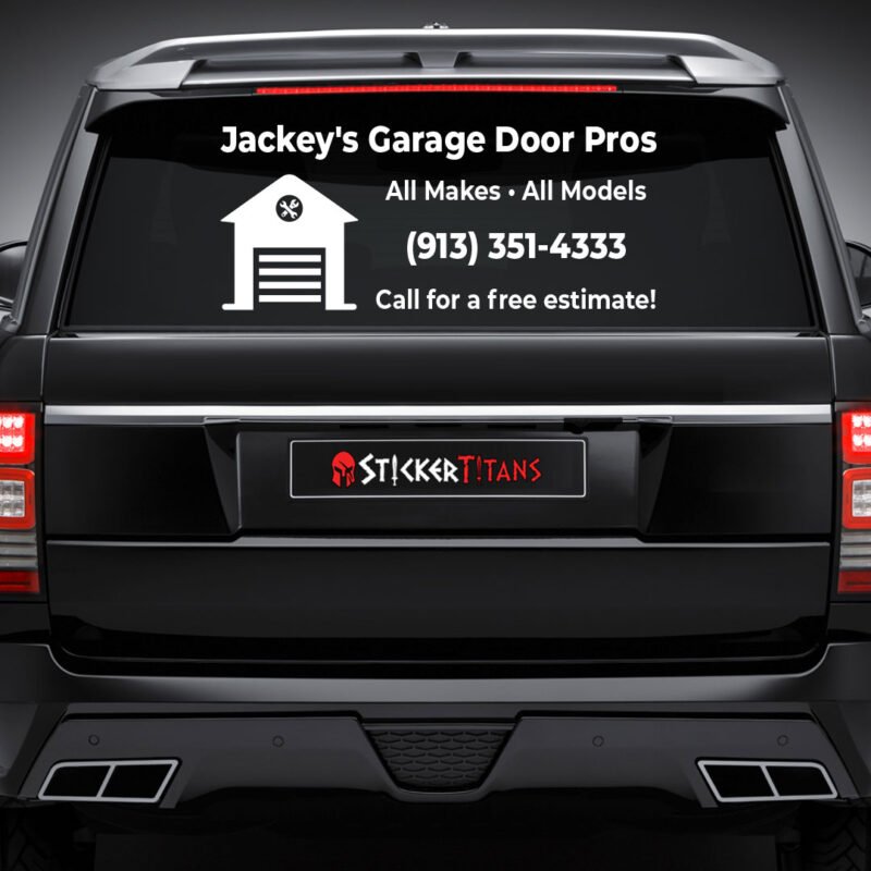 Custom rear glass decal on vehicle window by StickerTitans.com