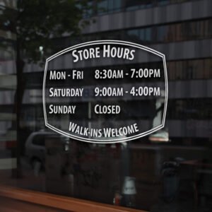 Order Custom Open Hour Decals from StickerTitans.com