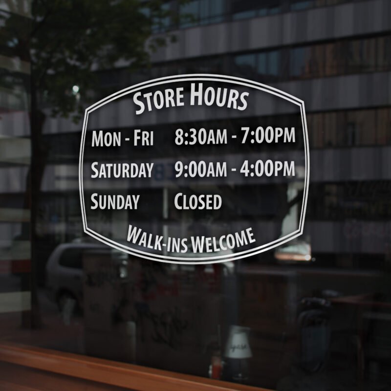 Order Custom Open Hour Decals from StickerTitans.com